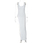 Women Clothing Summer Street Shooting Personality Slim Fit Split Shoulder Strap Dress