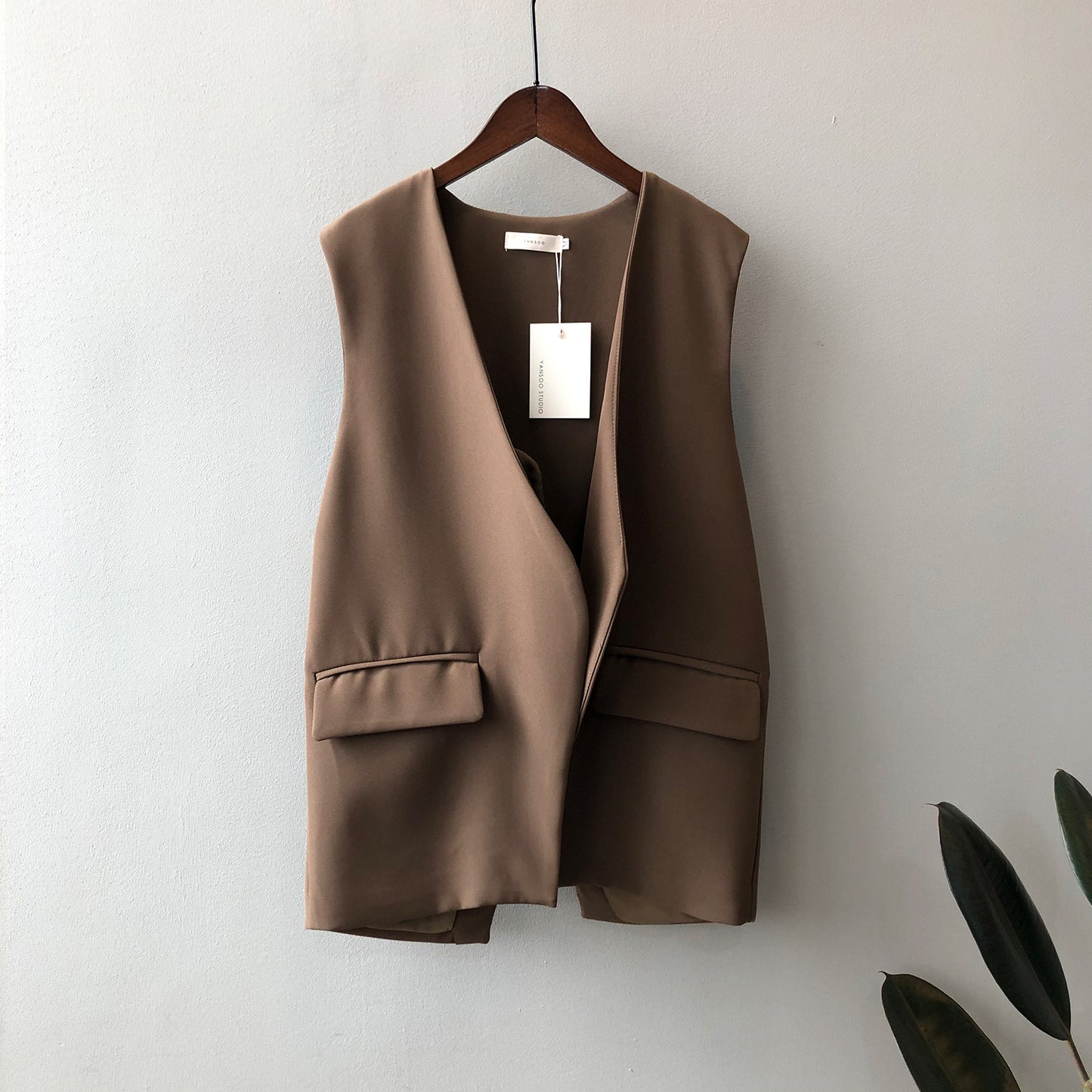 Blazer Vest for Women Autumn Korean V-neck Sleeveless Loose Back Slit Vest