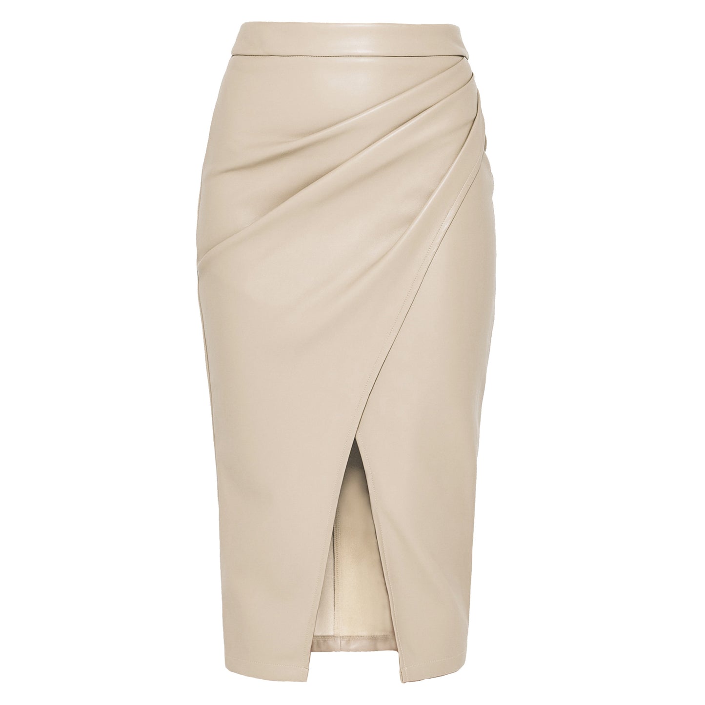 Women Clothing Faux Leather Split Skirt Autumn Winter High Waist Zipper Heap Pleated Leather Skirt Sexy Hip Skirt