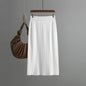 Back Slit Knitted Sunken Stripe Skirt Solid Color Elastic Waist Elastic Hip Elegant Slimming Wool Skirt Autumn