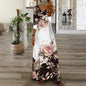 Women Trendy Positioning Printed V Neck Button Mid Length Long Sleeve Dress