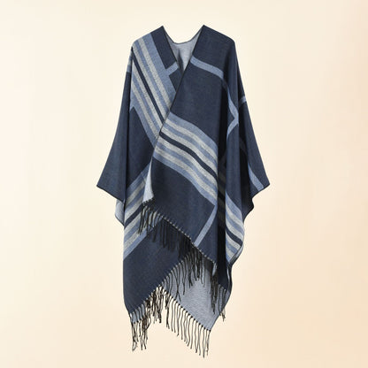 Autumn Winter Large Plaid Striped Pattern Imitation Cashmere Warm Casual Shawl