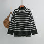 Autumn Winter Knitwear Pullover Striped Turtleneck Sweater Loose Casual Women Clothing