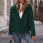 Fall Women round Neck Long Sleeve Loose Adjustable Rope Zipper Plush Casual Jacket