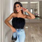 Fashion Feather Fur Tube Top Party Sexy Top Crop Top Tank Camis