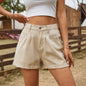 Women Summer All Matching Elastic Waistband Design Denim Shorts Casual Pants