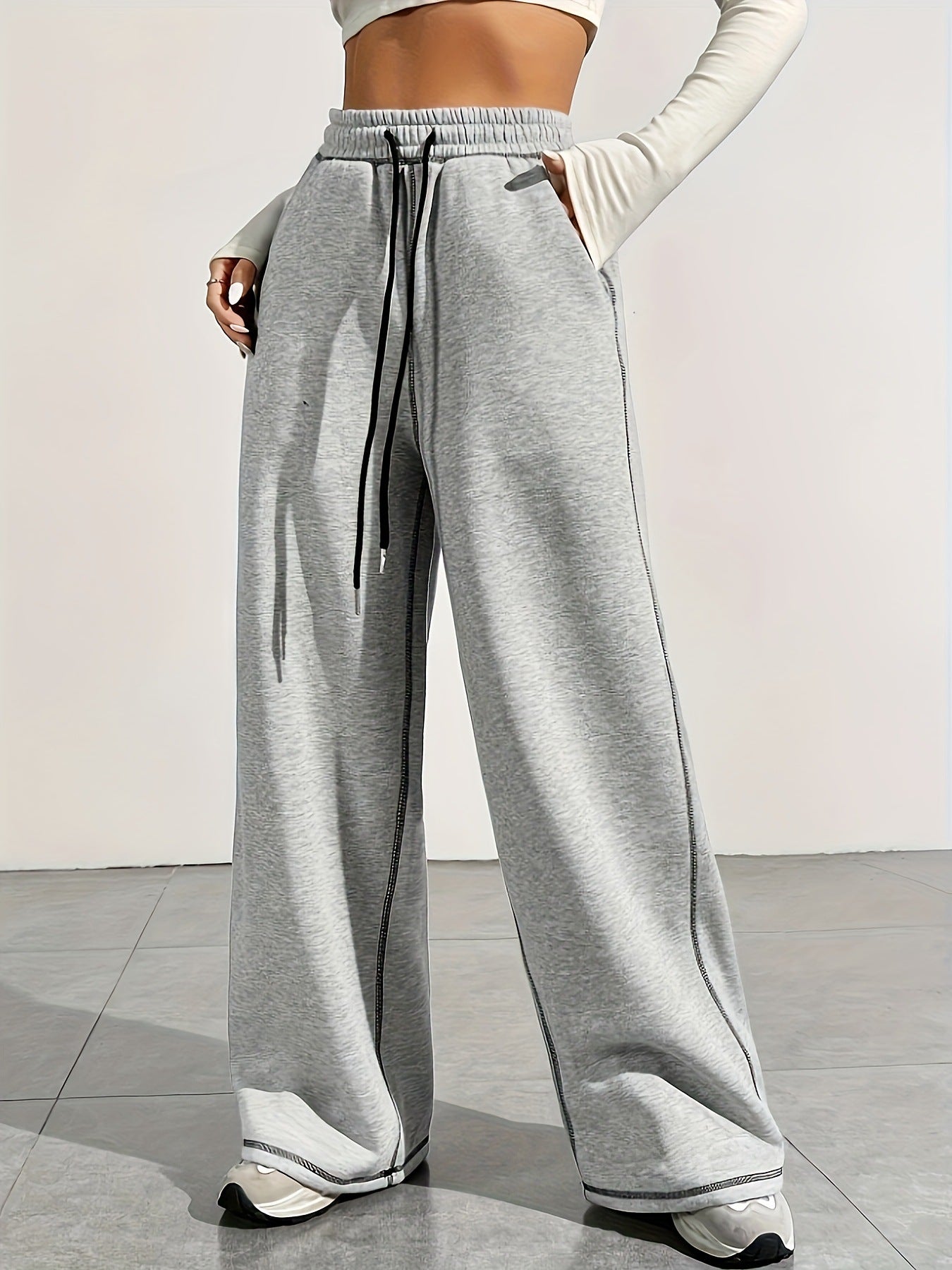 Autumn Winter Mop Pants Women Wide Leg Drooping High Waist Loose Casual Sports Pants Sweatpants