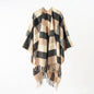 Classics Split Plaid Shawl Tassel Autumn Winter Thickening Cashmere Cloak