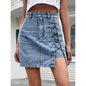 High Waist Denim Skirt Summer Slimming Lace Up Split Skirt