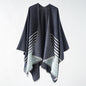 Shawl Four Seasons Double Sided Tassel Slit Knitted Warm Cloak Robe Dual Use Blanket Scarf