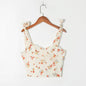 Summer Strap Slim-Fit Printed Lace-up Camisole Top Vest Tie Strap