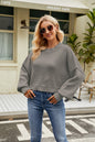 Women Clothing Autumn Winter Loose Cropped Pullover Sweater Long Sleeve round Neck Sweater