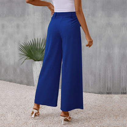 Autumn Pants Slim Fit Slimming Blue Wide Leg Pants