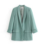 Women Clothing Early Spring One Button Cuff Curling Loose Blazer Women