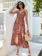 Women Clothing Summer Printed Waist Controlled Mid Length Strap Dress