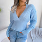 Autumn Winter Hollow Out Cutout V neck Batwing Sleeve Waist Tight Pullover Sweater Women Clothing