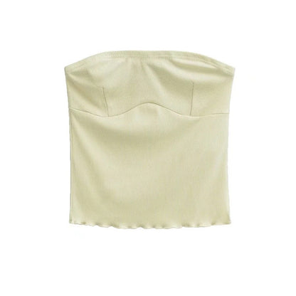 Short Top Slim Thread Vest Spring Summer Side Slit Sexy Tube Top for Women