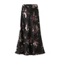 Stunning Elegant Fashionable Bronzing Printed Pleated Acetate High Waist Skirt Women Long Fish Tail Skirt