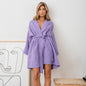 Autumn Cotton Loose Comfortable Skin Friendly Simple Solid Color Tied Nightgown Home Wear for Women