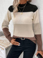 Autumn Winter Contrast Color Sweater Women Pullover round Neck Long Sleeves Knitwear Casual All Matching Tops