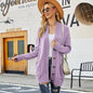 Idle V neck Sweater Coat Women Autumn Winter Retro Design Mid Length Knitted Cardigan Top