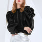 Fashionable Sweater Autumn Goddess Court Sleeve Knitwear Patchwork Top