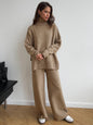 Turtleneck Sweater Suit Women Autumn Winter Loose Casual Lazy Thickened Knitting Trousers Suit