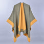 Women Spring Scarf Shawl All Match Solid Color Four Seasons Imitation Cashmere Split Cloak