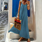 Women Clothing Summer Suspender Backless Beach Bohemian Cotton Linen Dress