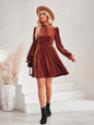 Autumn Winter Women Clothing Casual Turtleneck Velvet Solid Color Waist Tight Dress