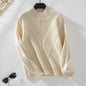 Solid Color Half Collar Pullover Women Sweater Autumn Winter Casual Long Sleeved Sweater Women