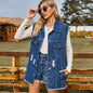 Denim Waistcoat Vest Summer Trendy Denim Sleeveless Vest Women