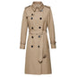 Element Autumn Winter Khaki Mid Length Trench Coat Slim Fit Slimming Elegant Trench Coat Women
