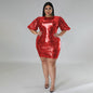 Plus Size Winter Women Clothing Velvet Bottom Embroidered Sequined Dress