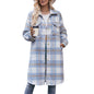 Autumn Winter Women Long Cut Coat Mohair Plaid Coat