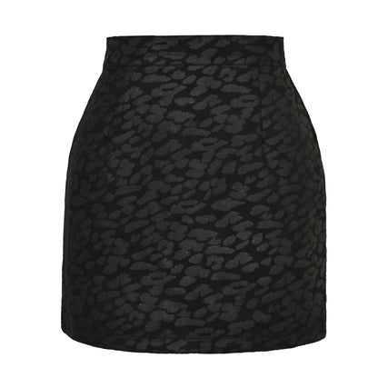 Autumn Winter Bronzing Sequined Leopard Suede Skirt High Waist Sexy Short Skirt Women Clothing