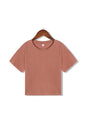 Summer Street Trendy Simple Solid Color Short cropped Short Sleeved T shirt