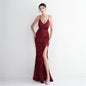 Velvet Bottom Sequin Suspender Party Sequined Dress Long Banquet Slim Fit Evening Dress Elegant