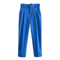 Women Clothing Four Seasons Popular High Waist All-Matching Pleated Casual with Belt Work Pant Harem Pants