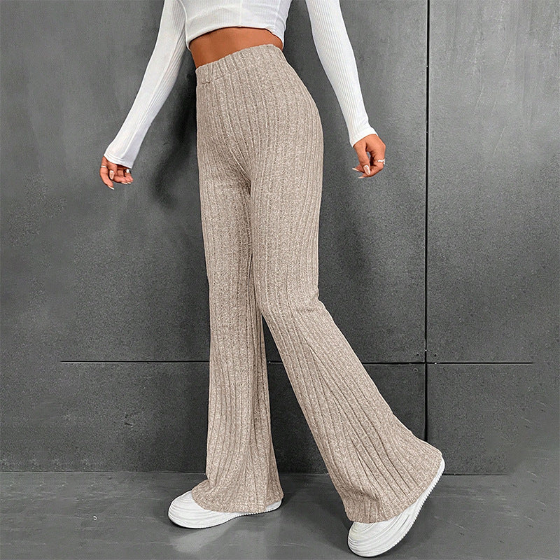 Casual Solid Color Micro Pull High Waist Pants Women Pants Slim Fit Slimming Autumn Winter