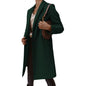 Autumn Winter Solid Color Collared Mid Length Button Woolen Coat Outerwear Women