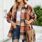 Women Clothing High Profile Figure Autumn Winter Long Sleeved Plaid Shirt Mid Length Woolen Coat