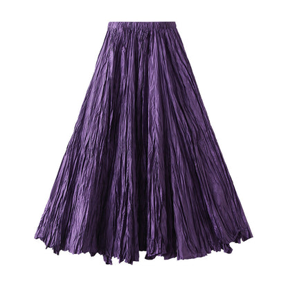 Spring Adult Lady like Woman High Grade Pleated Skirt Loose Slimming Expansion Skirt Casual All Matching A line Skirt