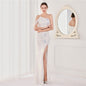 Craft Beaded Sequined Fairy Socialite Gathering Party Evening Dress Sexy Long Toast Dress Bride