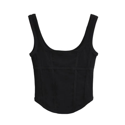 Curved Hem Exposed cropped Sexy Niche Design All-Match Summer Wear Sexy Boning Corset Boning Corset Camisole