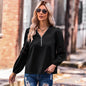 Autumn Tops Women Clothing Hollowed out V neck Pullover Shirt