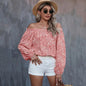 Autumn Winter Women Clothing Sexy off the Shoulder Printed Long Sleeve Loose Top T shirt