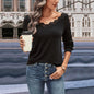 Autumn Women Clothing Solid Color V neck Sweater