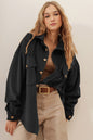 Women Coat Loose Corduroy Pocket Long Sleeve Irregular Asymmetric Cardigan Shirt Women