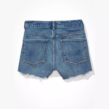 Ripped Shorts Split High Waist Denim Shorts Slimming Frayed Hem Denim Shorts